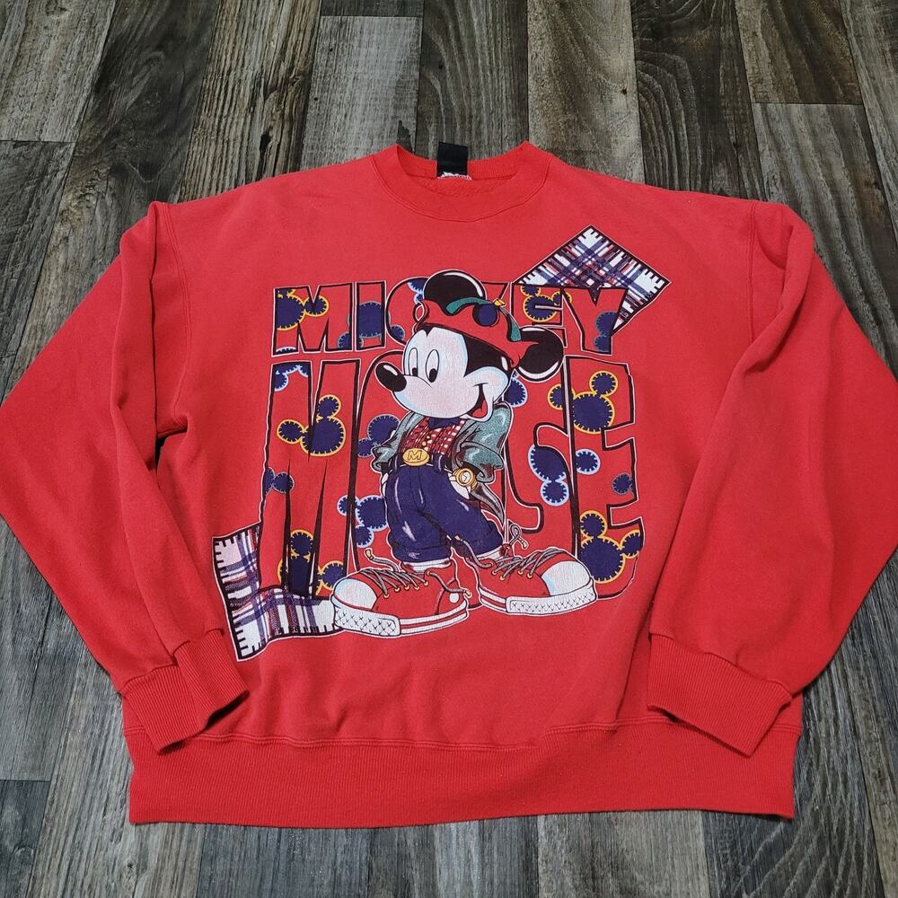 Jerry Leigh Mickey Unlimited Sweatshirt Red Spell‎ Out Hip Hop Vintage Y2K Large